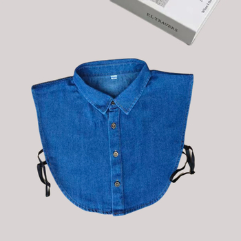 Guler din denim pentru femei, guler imitatie decorativ interior pentru pulover și cămașă, adult, toamnă 2020