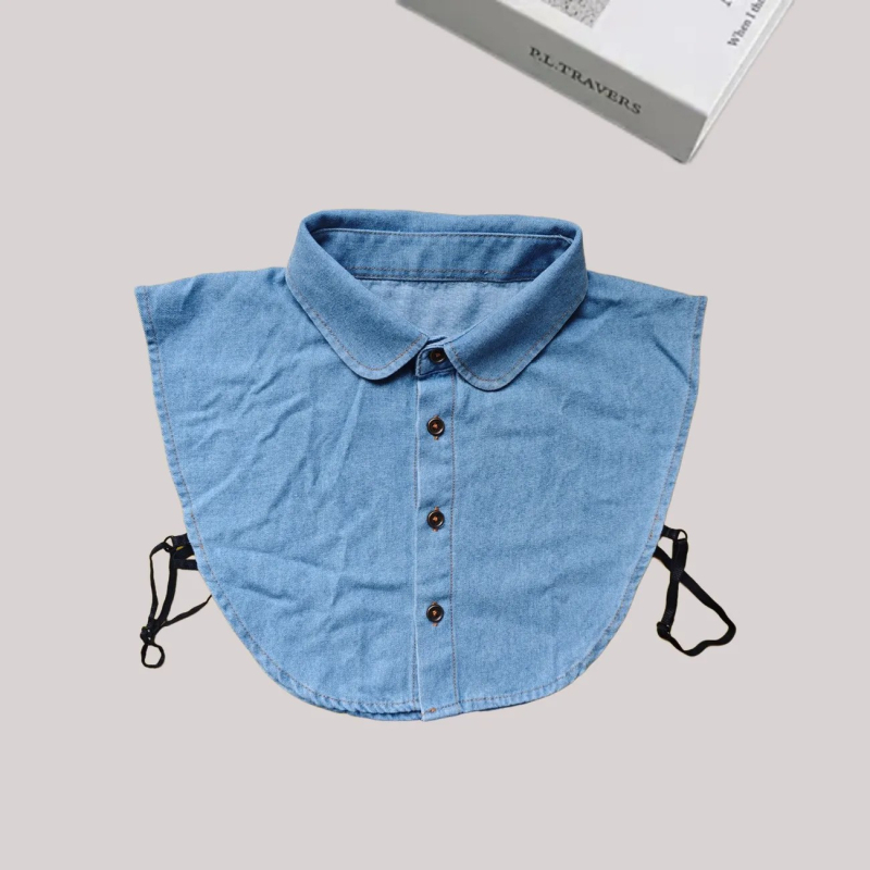 Guler din denim pentru femei, guler imitatie decorativ interior pentru pulover și cămașă, adult, toamnă 2020