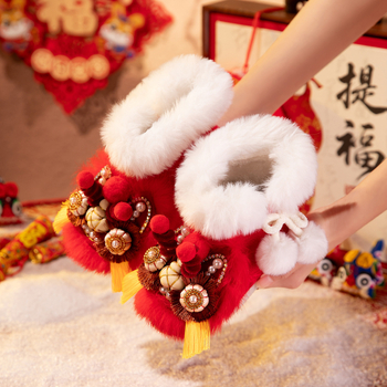 Cizme din bumbac pentru copii, broderie cu cap de tigru, motiv etnic, primăvara 2025, stil vintage