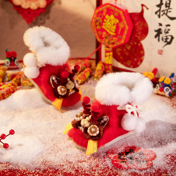 Cizme din bumbac pentru copii, broderie cu cap de tigru, motiv etnic, primăvara 2025, stil vintage