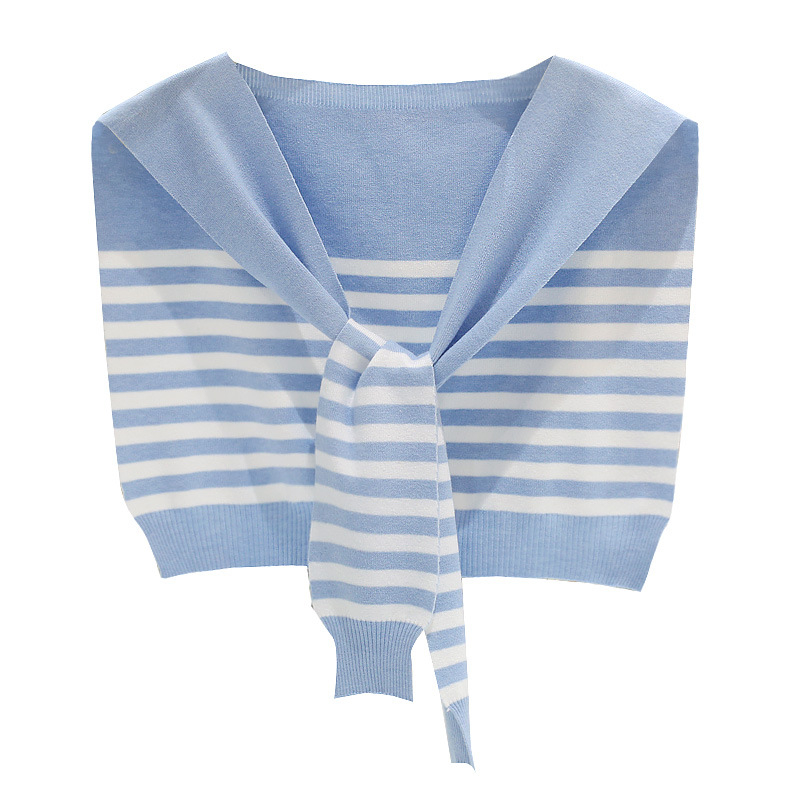 Pleteni šal s prugastim uzorkom i čvor-strapom (Materijal: core-spun yarn; Pletenje: Plain weave; Funkcija: Toplina)
