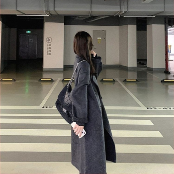 Női Chenille kabát spandex-szel, őszi 2025, rövid hossz 40–50 cm, 3/4 ujja, fél nyitott gallér