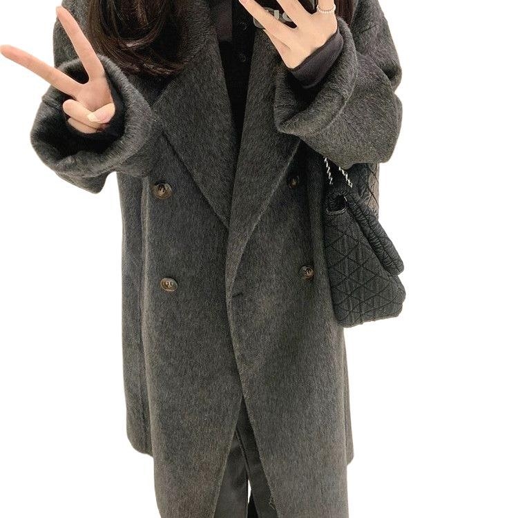 Női Chenille kabát spandex-szel, őszi 2025, rövid hossz 40–50 cm, 3/4 ujja, fél nyitott gallér