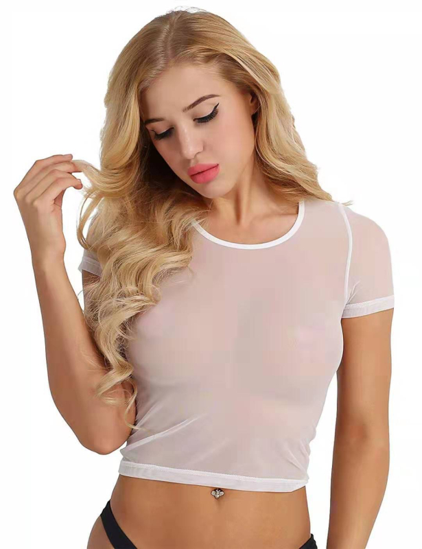 Tricou de bază din plasă transparent, mâneci lungi, dantelă, stil urban, pulover, croială slim, guler rotund, detalii colaj