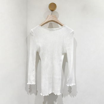 Pulover tricotat cu guler rotund, mâneci lungi, croi slim, culoare uni