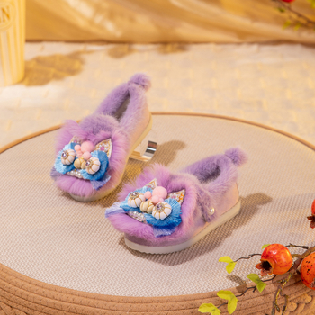 Pantofi de copii din bumbac cu broderie, lucrate manual cu cap de tigru, stil etnic, toamnă 2025, pentru vârsta 4-16 ani