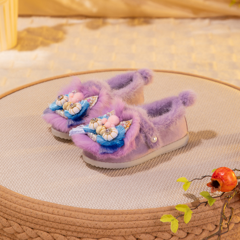 Pantofi de copii din bumbac cu broderie, lucrate manual cu cap de tigru, stil etnic, toamnă 2025, pentru vârsta 4-16 ani