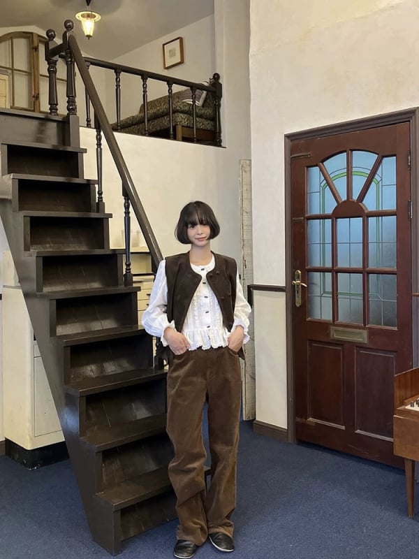 Риза с куклена яка, свободен силует, дълги ръкави, еднобортна, 95% памук