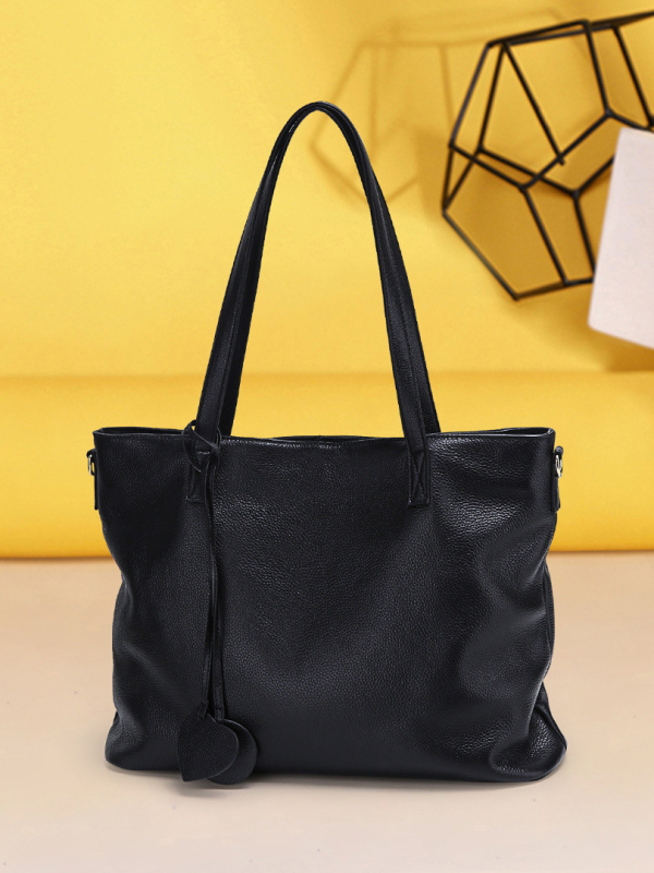 Női valódi bőrből készült tote táska, első réteg marhabőrből, vízszintes négyszög alakú, cipzáras zárás