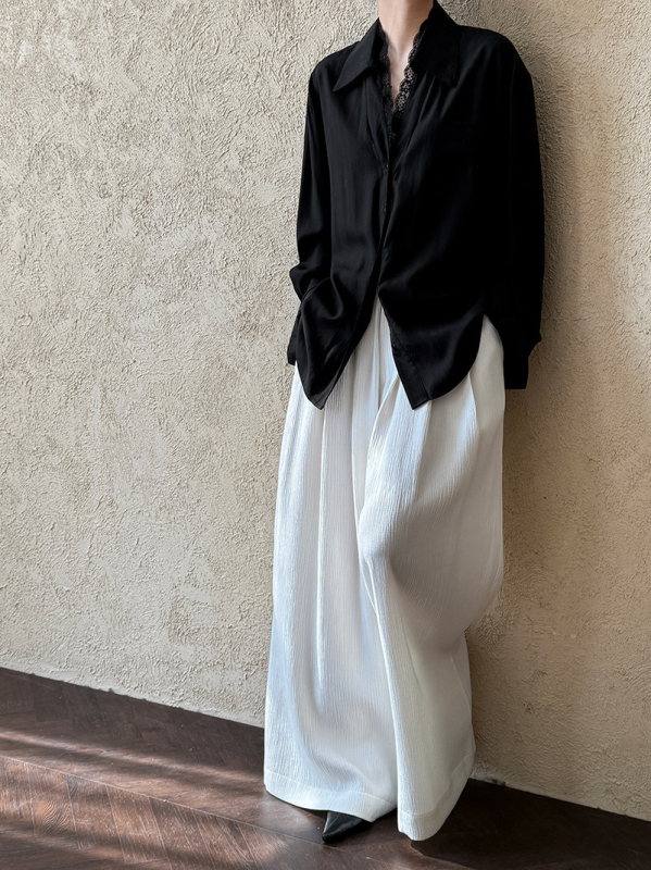 Polo galléros ing patchwork részletekkel, hosszú ujjú, laza szabás, Lyocell-keverék anyag, francia stílus