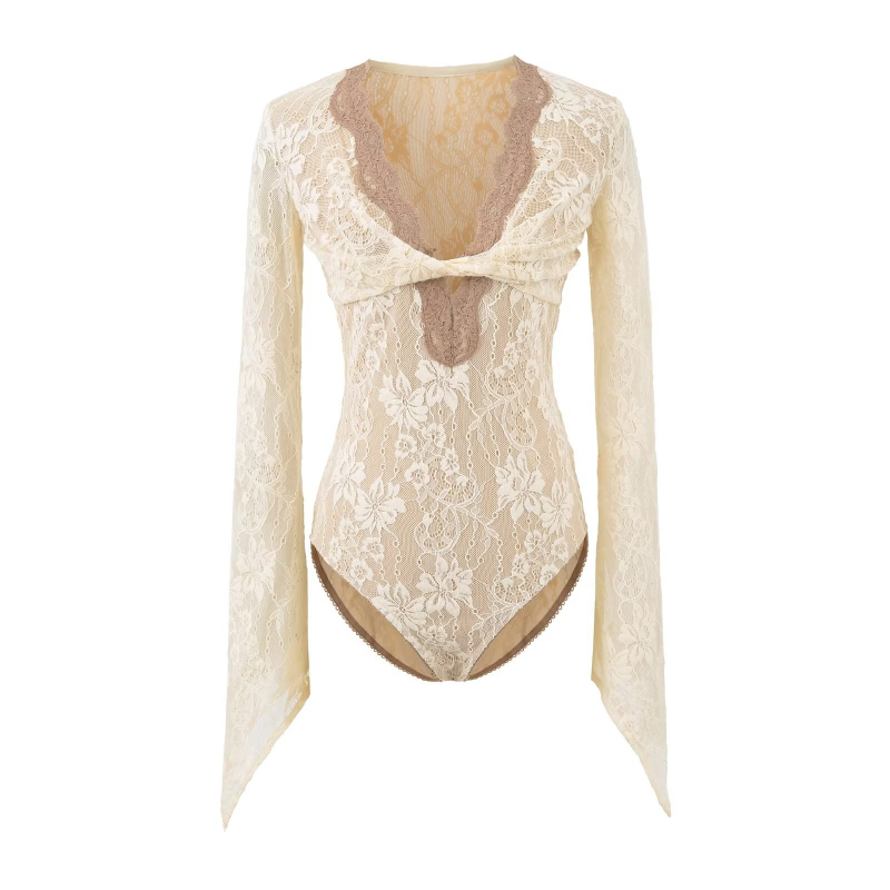 Топ с V‑образно деколте, камбановидни ръкави, тесен силует, къса дължина, вискозна материя