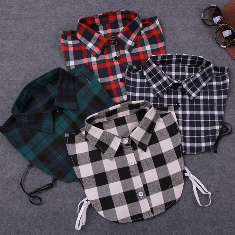 Pamut kockás dekoratív hamis gallér ingekhez – Szélesség 35, bélés pamut, Stílus Fashion Joker