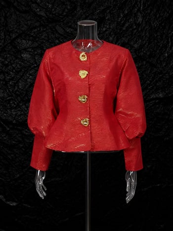 Топ с ръкави фенер, кръгло деколте, стил кардиган, средна дължина, полиестер 50–70%