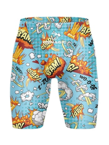 Мъжки шортове за плуване с графичен принт, бързосъхнещи, стил briefs, смес Lycra-nylon-полиестер, подходящи за състезания и тренировки