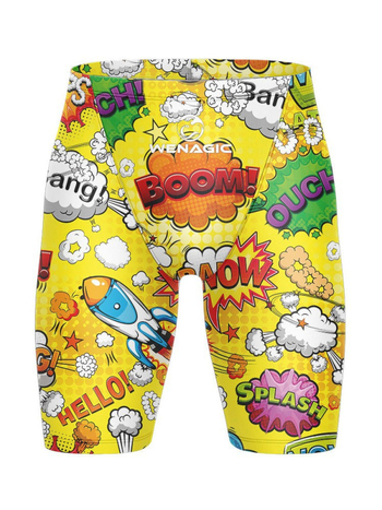 Мъжки шортове за плуване с графичен принт, бързосъхнещи, стил briefs, смес Lycra-nylon-полиестер, подходящи за състезания и тренировки