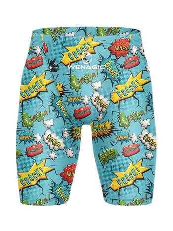 Мъжки шортове за плуване с графичен принт, бързосъхнещи, стил briefs, смес Lycra-nylon-полиестер, подходящи за състезания и тренировки