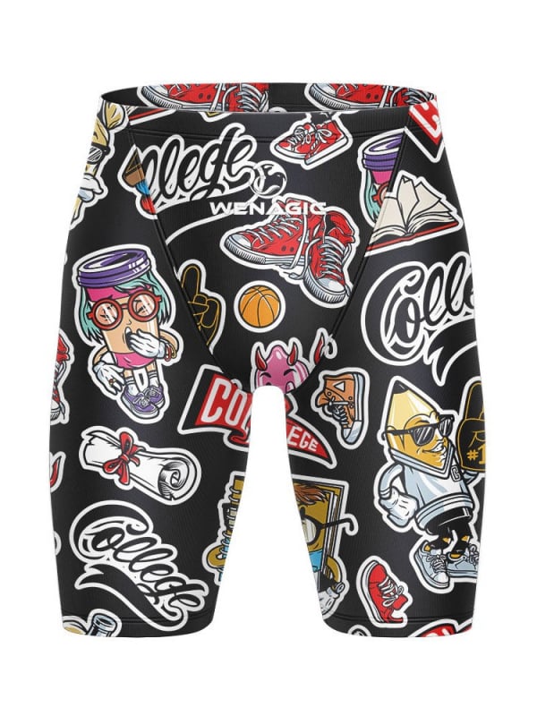 Мъжки шортове за плуване с графичен принт, бързосъхнещи, стил briefs, смес Lycra-nylon-полиестер, подходящи за състезания и тренировки