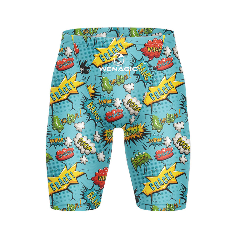 Мъжки шортове за плуване с графичен принт, бързосъхнещи, стил briefs, смес Lycra-nylon-полиестер, подходящи за състезания и тренировки