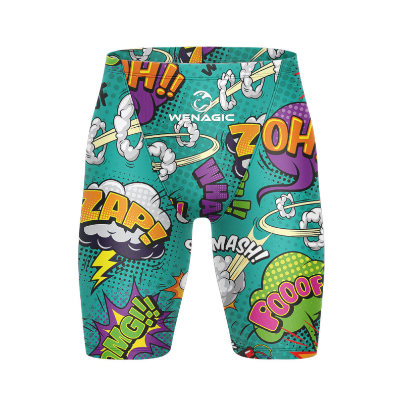 Мъжки шортове за плуване с графичен принт, бързосъхнещи, стил briefs, смес Lycra-nylon-полиестер, подходящи за състезания и тренировки