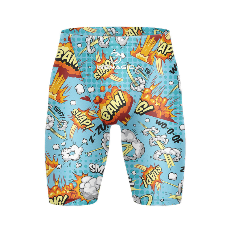 Мъжки шортове за плуване с графичен принт, бързосъхнещи, стил briefs, смес Lycra-nylon-полиестер, подходящи за състезания и тренировки