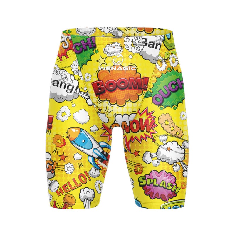 Мъжки шортове за плуване с графичен принт, бързосъхнещи, стил briefs, смес Lycra-nylon-полиестер, подходящи за състезания и тренировки
