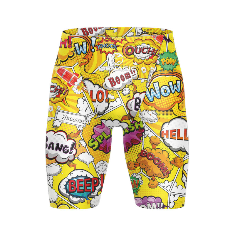 Мъжки шортове за плуване с графичен принт, бързосъхнещи, стил briefs, смес Lycra-nylon-полиестер, подходящи за състезания и тренировки