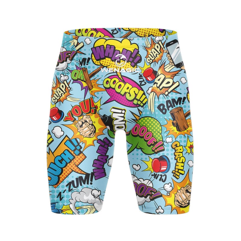 Мъжки шортове за плуване с графичен принт, бързосъхнещи, стил briefs, смес Lycra-nylon-полиестер, подходящи за състезания и тренировки