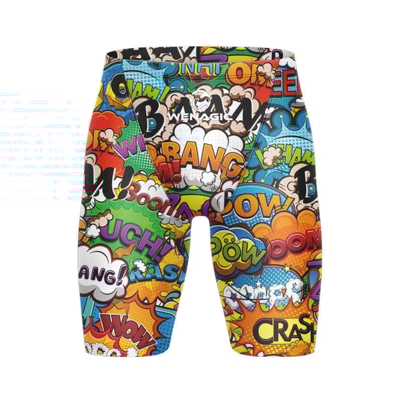 Мъжки шортове за плуване с графичен принт, бързосъхнещи, стил briefs, смес Lycra-nylon-полиестер, подходящи за състезания и тренировки