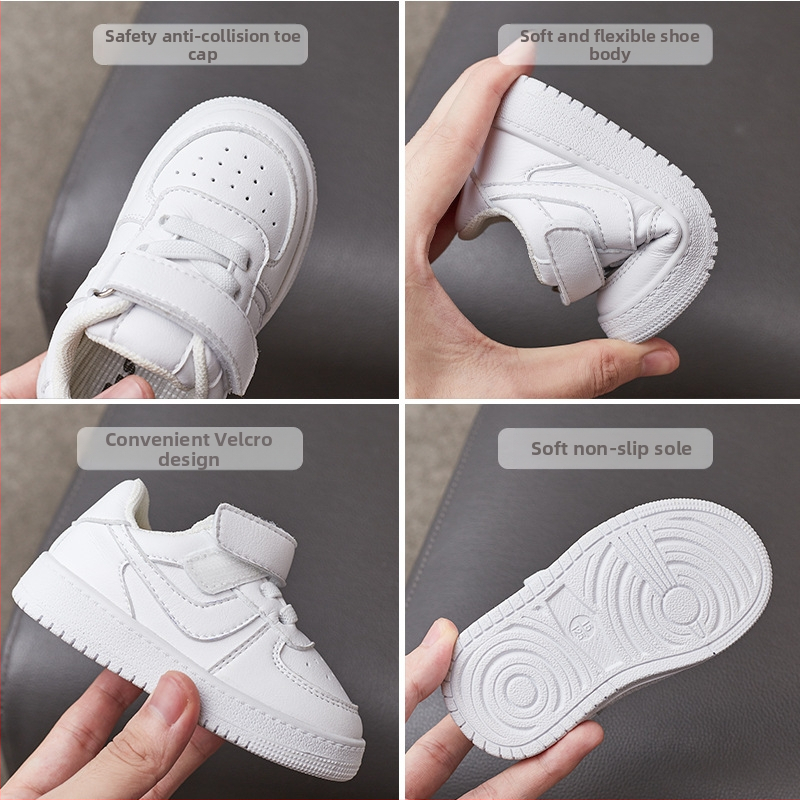 Pantofi sport unisex pentru copii 12–36 luni, partea superioară din piele Ultrafilm, închidere Velcro, respirabili și anti-derapare