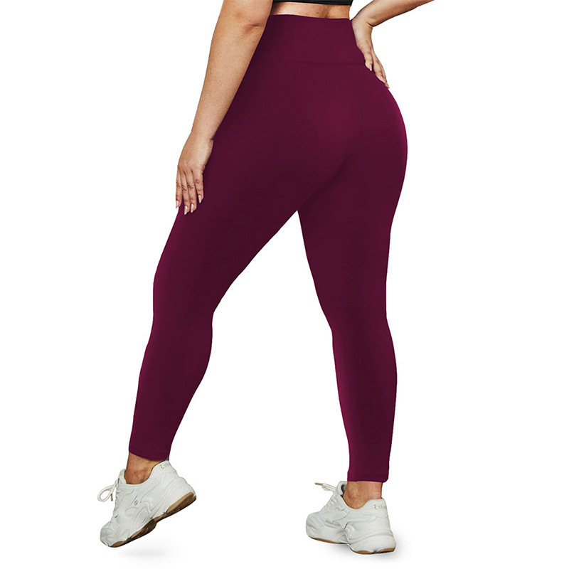 Plus-size joga legice za fitness – visoki pojas, prozračna Milk Silk tkanina, mješavina poliestera i spandexa 80–90% / <30% spandexa, dužina do gležnja, uski kroj
