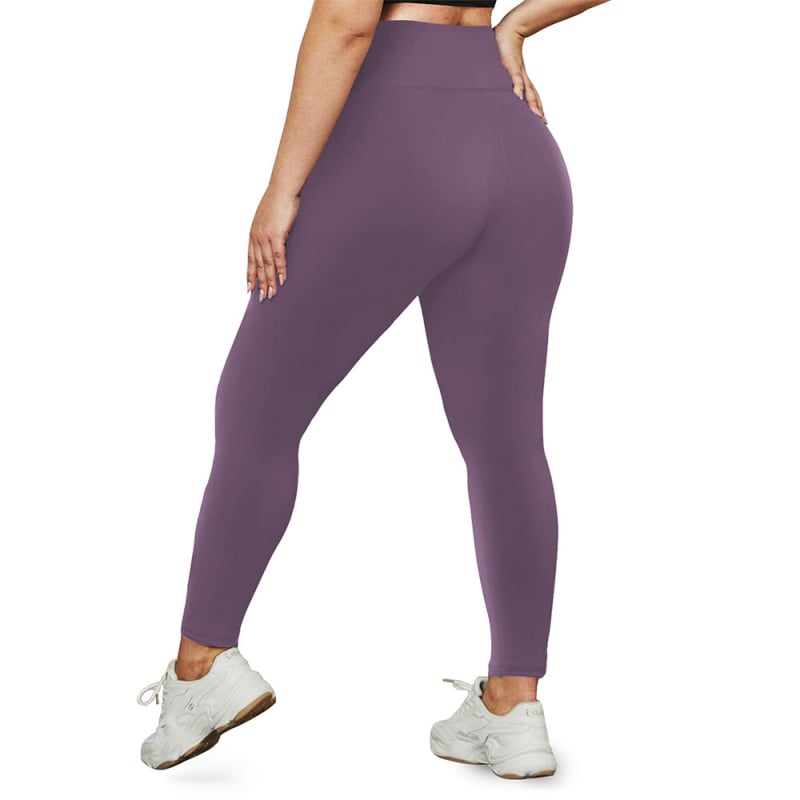 Plus-size joga legice za fitness – visoki pojas, prozračna Milk Silk tkanina, mješavina poliestera i spandexa 80–90% / <30% spandexa, dužina do gležnja, uski kroj