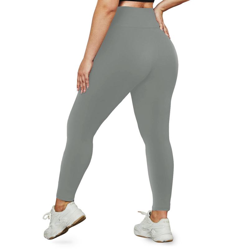 Plus-size joga legice za fitness – visoki pojas, prozračna Milk Silk tkanina, mješavina poliestera i spandexa 80–90% / <30% spandexa, dužina do gležnja, uski kroj