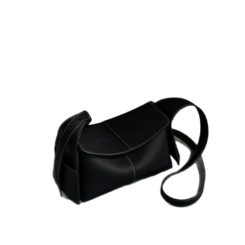 Crossbody Hobo torba od prave kože, horizontalni kvadratni oblik, zatvarač, laminirani unutarnji džep, jednostruka naramenica, unisex svakodnevna uporaba, jesen 2024.