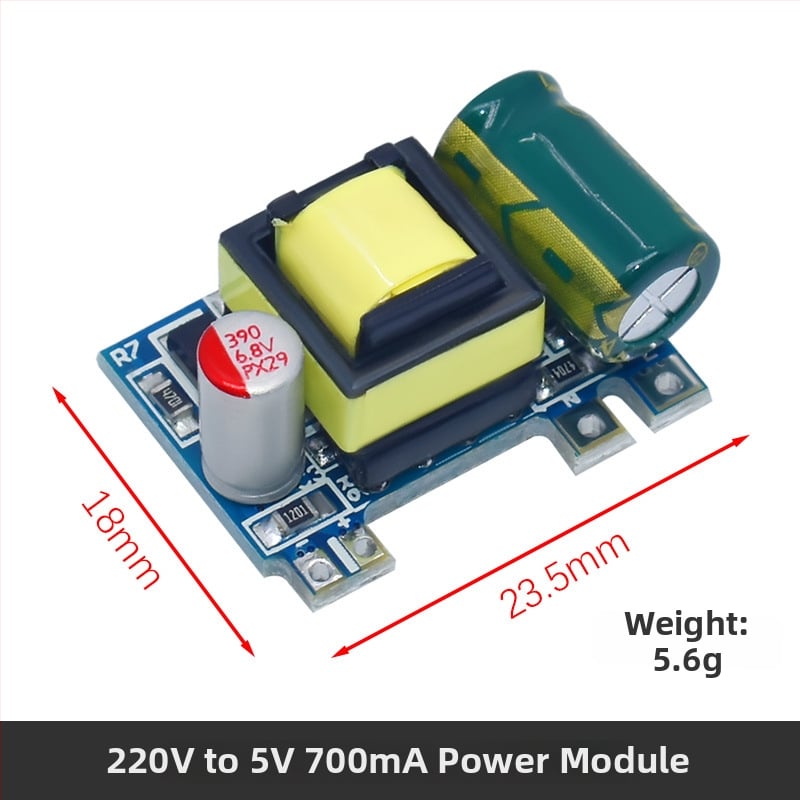 Изолиран модул за захранване AC-DC, вход 220V, изходи 5V/9V/12V, токове 400/500/700 mA и 1A.