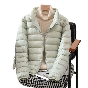 Dámska bavlnená vyplnená bunda, ultra krátka dĺžka, golier polo, chenille tkanina, výplň bavlna