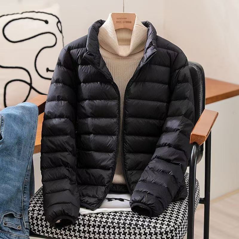 Dámska bavlnená vyplnená bunda, ultra krátka dĺžka, golier polo, chenille tkanina, výplň bavlna