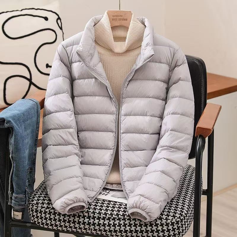 Dámska bavlnená vyplnená bunda, ultra krátka dĺžka, golier polo, chenille tkanina, výplň bavlna