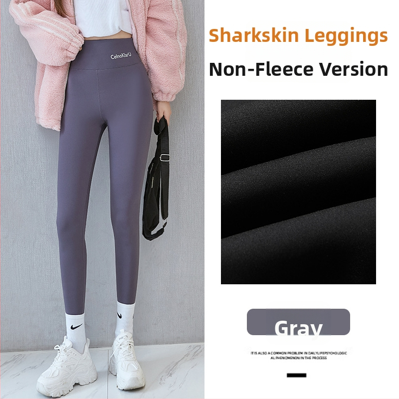 Γυναικείοι παντελόνες Sharkskin με επένδυση φλίς, εξτρά παχιές, ψηλή μέση, ζεστά, στενή γραμμή μολύβι, για ενήλικες γυναίκες, πολυεστέρας