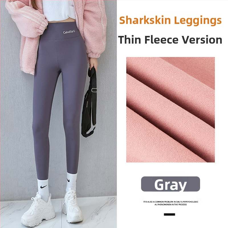 Γυναικείοι παντελόνες Sharkskin με επένδυση φλίς, εξτρά παχιές, ψηλή μέση, ζεστά, στενή γραμμή μολύβι, για ενήλικες γυναίκες, πολυεστέρας