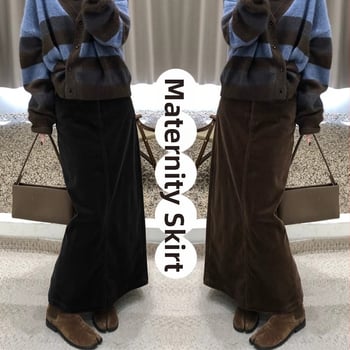 Пола за бременни от Corduroy, А‑линия, зима, средна дължина