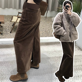 Пола за бременни от Corduroy, А‑линия, зима, средна дължина