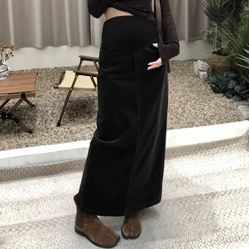 Пола за бременни от Corduroy, А‑линия, зима, средна дължина