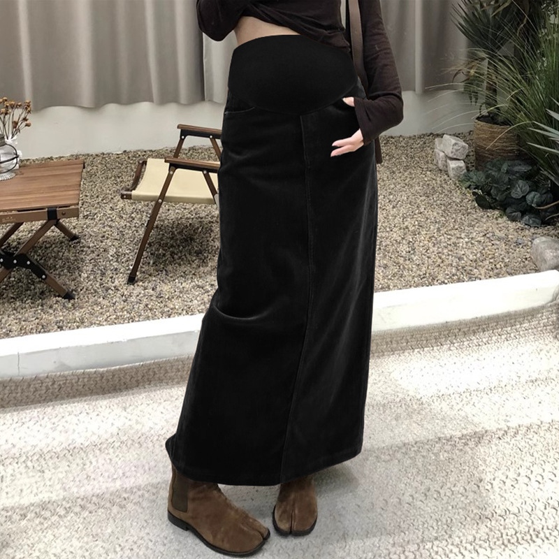 Пола за бременни от Corduroy, А‑линия, зима, средна дължина