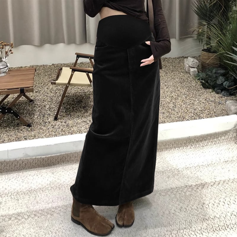 Пола за бременни от Corduroy, А‑линия, зима, средна дължина