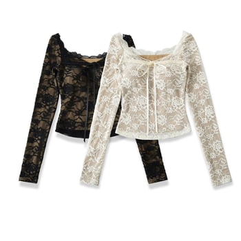 Majica s dugim rukavima, kvadratni ovratnik, uski kroj, elegantan gradski stil; poliester tkanina, visokotemperaturno utiskivanje.
