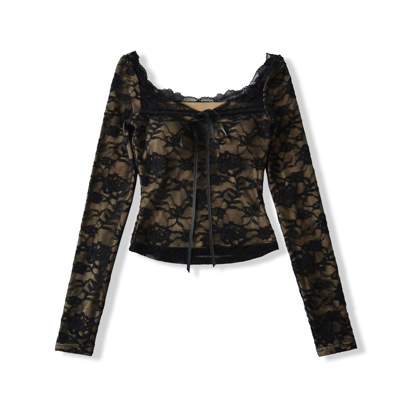 Majica s dugim rukavima, kvadratni ovratnik, uski kroj, elegantan gradski stil; poliester tkanina, visokotemperaturno utiskivanje.