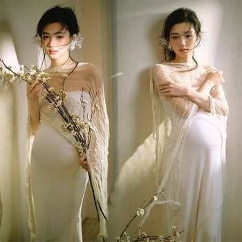 Костюм за фотосесия на бъдеща майка — без ръкави, средно дълга пола, полиестерна тъкан, 90–95% полиестер, стил свеж и сладък