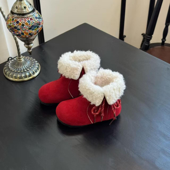 Dječje modne čizme – Velvet gornji dio, Shearling ulošak, gumeni potplat, toplo zimsko, bočni zatvarač