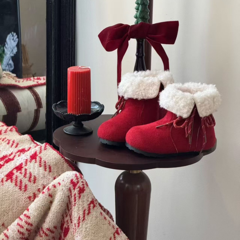 Dječje modne čizme – Velvet gornji dio, Shearling ulošak, gumeni potplat, toplo zimsko, bočni zatvarač