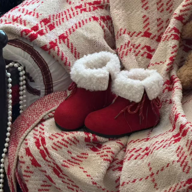 Dječje modne čizme – Velvet gornji dio, Shearling ulošak, gumeni potplat, toplo zimsko, bočni zatvarač